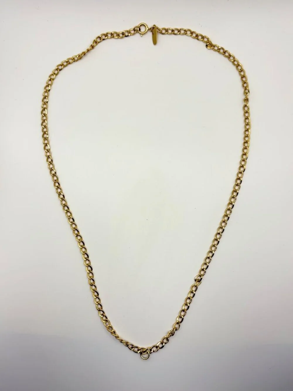 Vintage Whiting & Davis Gold Tone Textured Curb Link Chain Necklace 26 in